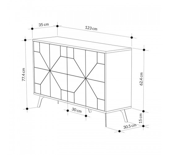 Μπουφές Dune σε καρυδί απόχρωση 123x35x77.4εκ Υλικό: CHIPBOARD WITH MELAMINE COATING-METAL LEGS 119-001230