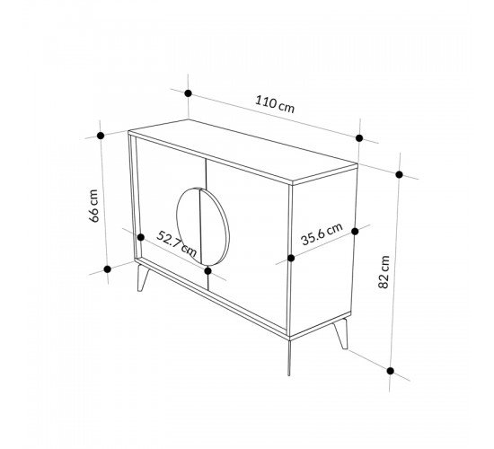 Μπουφές Gora σε απόχρωση ανοιχτό καρυδί 110x35.6x82εκ Υλικό: CHIPBOARD WITH MELAMINE COATING-METAL LEGS 119-001233