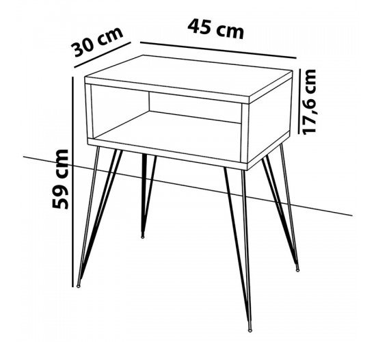 Κομοδίνο Naida φυσικό-μαύρο 45x30x59εκ Υλικό: CLIPBOARD WITH MELAMINE 18 mm 120-000142