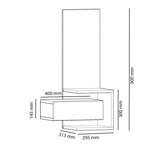 Κονσόλα-τουαλέτα κρεβατοκάμαρας Sabine με καθρέπτη ανθρακί-φυσικό 40x31.5x90εκ Υλικό: CLIPBOARD WITH MELAMINE 18mm 120-000182