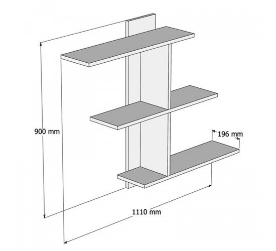 Ραφιέρα τοίχου Norman sonoma-ανθρακί 110x19.5x90εκ Υλικό: CHIPBOARD WITH MELAMINE 18 mm 120-000260