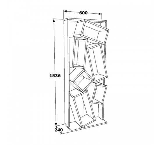 Βιβλιοθήκη Jamey φυσικό-ανθρακί 60x24x153,6εκ Υλικό: CHIPBOARD WITH MELAMINE 120-000395