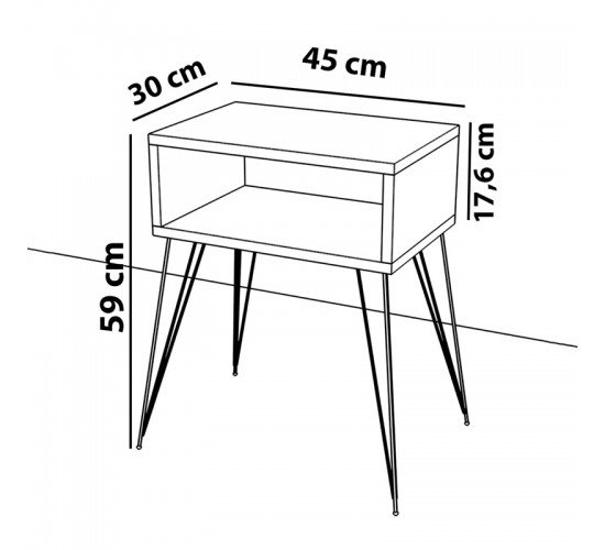 Κομοδίνο Naida λευκό μελαμίνης 45x30x59εκ Υλικό: CHIPBOARD 120-000400