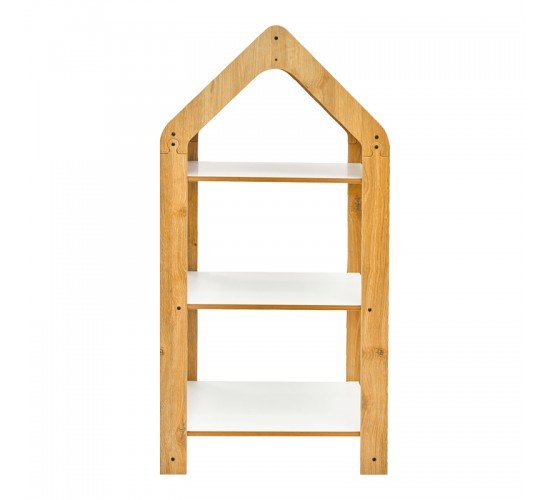 Ραφιέρα Montessori Zoilen I λευκό-φυσικό-μπλε mdf 50x30x100εκ Υλικό: MDF 120-000430