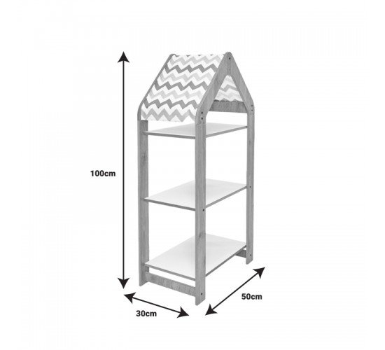 Ραφιέρα Montessori Zoilen I λευκό-φυσικό-μπλε mdf 50x30x100εκ Υλικό: MDF 120-000430