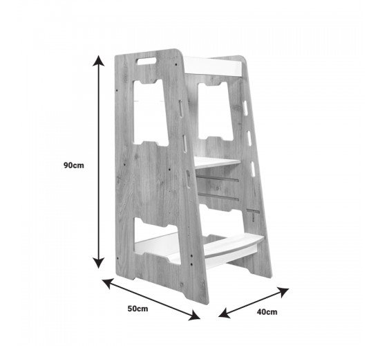 Πύργος εκμάθησης Farsene φυσικό-λευκό mdf 40x50x90εκ Υλικό: MDF 120-000441