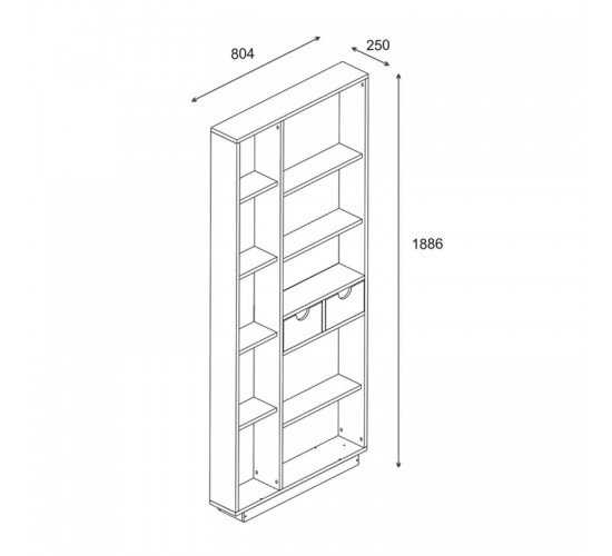 Βιβλιοθήκη με συρτάρια Dakin σε oak απόχρωση 80x25x190εκ Υλικό: CLIPBOARD WITH MELAMINE 120-000484