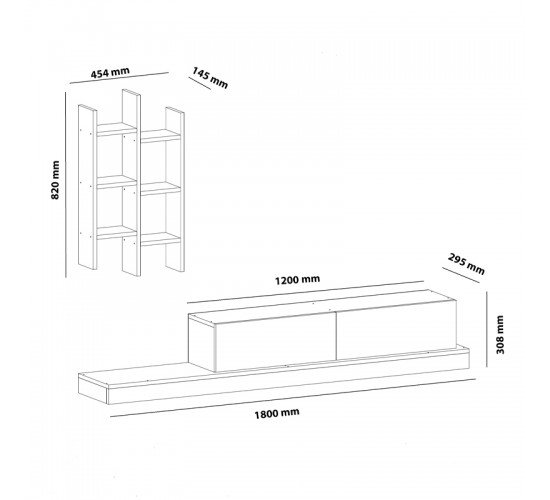 Έπιπλο τηλεόρασης Rumba σε λευκή-oak απόχρωση 180x30x31εκ Υλικό: CLIPBOARD WITH MELAMINE 120-000489