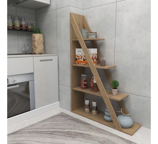 Βιβλιοθήκη Quina σε oak απόχρωση 100x30x150εκ Υλικό: CLIPBOARD WITH MELAMINE 120-000492