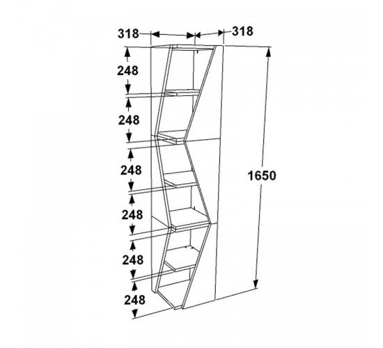 Βιβλιοθήκη στήλη Klaro σε ανθρακί απόχρωση 32x32x165εκ Υλικό: CHIPBOARD WITH MELAMINE 120-000494