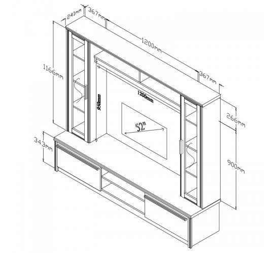 Σύνθετο σαλονιού Chico TV χρώμα embony oak 180.5x40x158εκ Υλικό: CLIPBOARD 16mm & 2.5cm WITH PAPER WOOD 123-000057