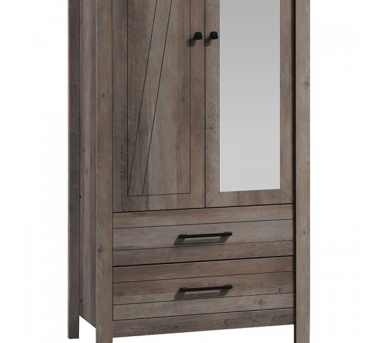 Ντουλάπα ρούχων Tara δίφυλλη καθρέπτης rustic oak 84.5x52x193εκ Υλικό: MDF & CLIPBOARD 16mm & 50mm WITH PAPER WOOD 123-000170