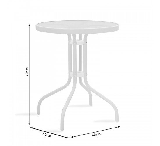 Τραπέζι Watson μέταλλο λευκό-γυαλί Φ60x70εκ Υλικό: METAL-GLASS 130-000001