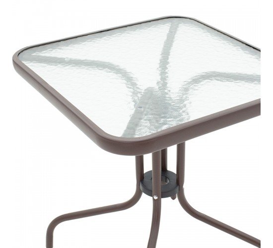 Τραπέζι Watson μέταλλο καφέ-γυαλί 60x60x70εκ Υλικό: METAL-WATER WAVE TEMPERED GLASS 130-000005
