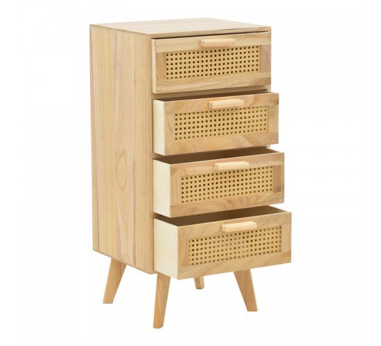 Συρταριέρα Othello ξύλο σε φυσική απόχρωση 40x35x82.5εκ Υλικό: paulownia pine wood drawer with rattan 135-000015