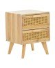 Κομοδίνο Othello ξύλο σε φυσική απόχρωση 40x34.5x49εκ Υλικό: paulownia pine wood drawer with rattan 135-000017