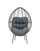 Πολυθρόνα Nestie  wicker rattan γκρι-μεταλλικό γκρι πόδι-γκρι μαξιλάρι 102x80x155εκ Υλικό: METAL-FABRIC-WICKER 152-000020