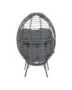 Πολυθρόνα Nestie  wicker rattan γκρι-μεταλλικό γκρι πόδι-γκρι μαξιλάρι 102x80x155εκ Υλικό: METAL-FABRIC-WICKER 152-000020