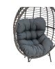 Πολυθρόνα Nestie  wicker rattan γκρι-μεταλλικό γκρι πόδι-γκρι μαξιλάρι 102x80x155εκ Υλικό: METAL-FABRIC-WICKER 152-000020