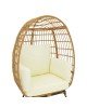 Πολυθρόνα Frox wicker rattan φυσικό-μεταλλικό φυσικό-μαύρο πόδι-μπεζ μαξιλάρι 96x76x145εκ Υλικό: METAL-FABRIC-WICKER 152-000021