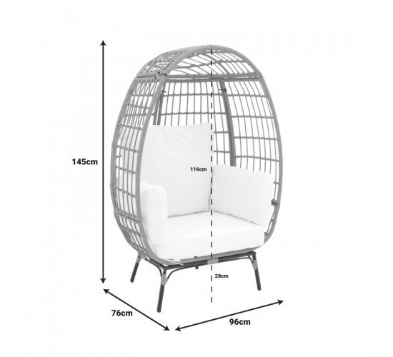 Πολυθρόνα Frox wicker rattan φυσικό-μεταλλικό φυσικό-μαύρο πόδι-μπεζ μαξιλάρι 96x76x145εκ Υλικό: METAL-FABRIC-WICKER 152-000021