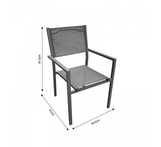 Πολυθρόνα Moly  ανθρακί αλουμίνιο-textilene 56.5x61x87.5εκ Υλικό: ALUMINUM - TEXTILENE 152-000022