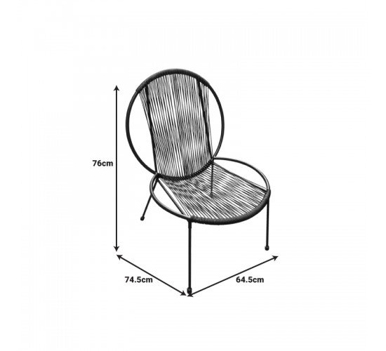 Καρέκλα κήπου Dapper μαύρο μέταλλο-pe μαύρο 64.5x74.5x76εκ Υλικό: PE RATTAN-METAL 152-000042