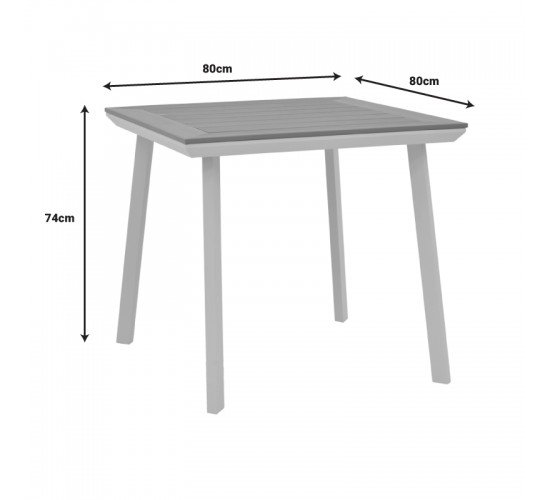 Τραπεζαρία Moly-Synergy σετ 3τεμ λευκό αλουμίνιο και textilene με plywood σε φυσικό χρώμα 80x80x74εκ Υλικό: PLYWOOD - ALUMINUM - TEXTILENE 152-000078