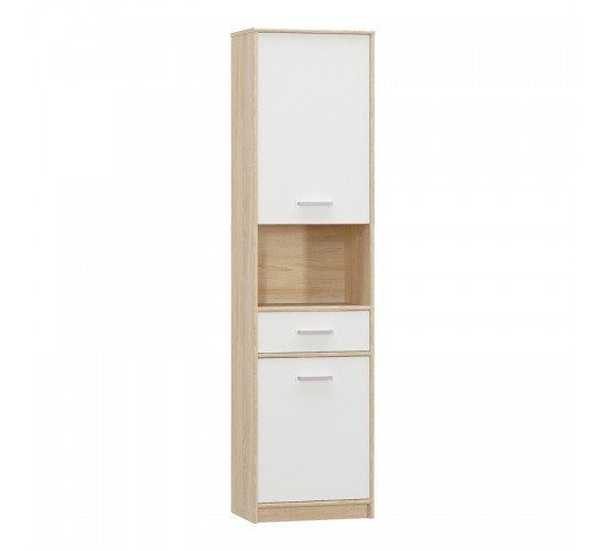 Ντουλάπα στήλη Letto σε oak - λευκό ματ απόχρωση 50,2x34,3x195εκ Υλικό: CLIPBOARD WITH MELAMINE COATING 173-000050