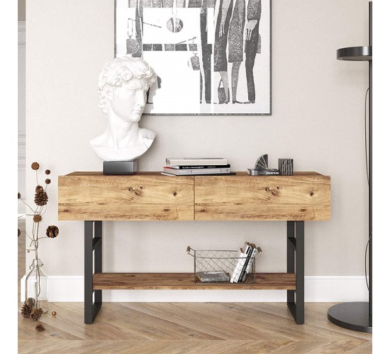 Κονσόλα Vien pakoworld oak-μαύρο 139x43x75,5εκ