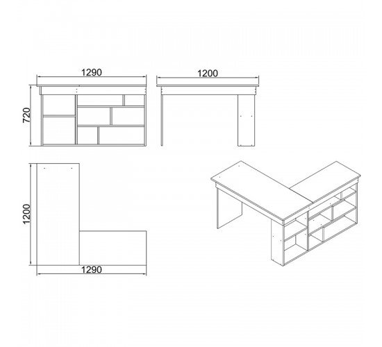 Γραφείο γωνιακό Rosaline λευκό-oak 120x129x72εκ Υλικό: CLIPBOARD WITH MELAMINE COATING 18mm 176-000010