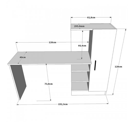 Γραφείο-ραφιέρα Kary μαύρο-oak 152,5x40x120εκ Υλικό: CLIPBOARD WITH MELAMINE COATING 18mm 176-000019