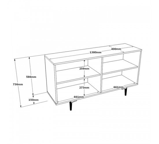 Μπουφές Jethro sonoma-cement 130x40x70.6εκ Υλικό: CLIPBOARD WITH MELAMINE COATING  - PP 176-000077