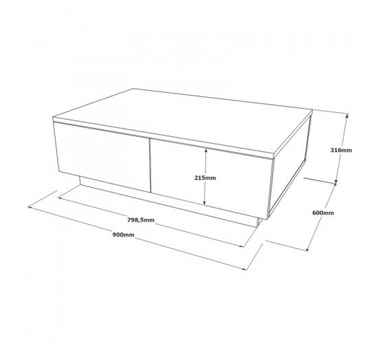 Τραπέζι σαλονιού Thunder sonoma-λευκό 90x60x31.5εκ Υλικό: CLIPBOARD WITH MELAMINE COATING 18mm - MDF - METAL 176-000106