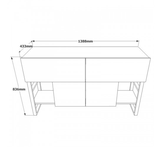 Μπουφές Jaydon μελαμίνης φυσικό-μαύρο 139x43x83.5εκ Υλικό: Melamine Chipboard - Iron 176-000134