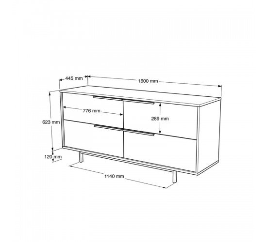 Μπουφές Lebon μελαμίνης λευκό-μαύρο 160x44.5x74εκ Υλικό: Melamine Chipboard 176-000141