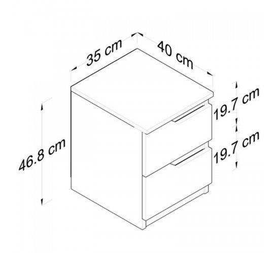 Κομοδίνο Verena λευκό-καρυδί 35x40x47εκ Υλικό: CLIPBOARD 18MM WITH MELAMINE 182-000007