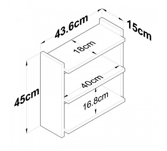 Ραφιέρα Anthia καρυδί-λευκό 43.5x15x45εκ Υλικό: CLIPBOARD WITH MELAMINE  18mm 182-000032