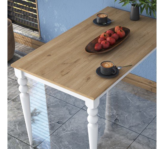 Τραπέζι Rosette φυσικό-λευκό 120x70x73.8εκ Υλικό: CLIPBOARD WITH MELAMINE 182-000057