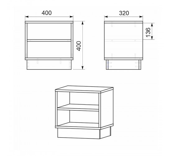 Κομοδίνο Mason sonoma-λευκό 40x32x40εκ Υλικό: CLIPBOARD WITH MELAMINE 184-000001