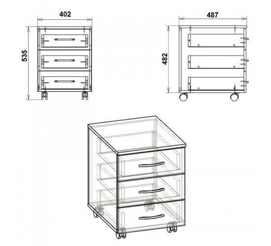 Συρταριέρα τροχήλατη Luke sonoma 40x48.5x53.5εκ Υλικό: CLIPBOARD WITH MELAMINE 184-000042