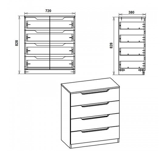 Συρταριέρα Azenor 4ων συρταριών sonoma 72x38x83εκ Υλικό: CLIPBOARD WITH MELAMINE 184-000052