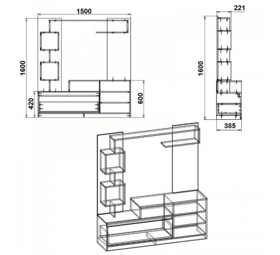 Σύνθετο σαλονιού Aiden sonoma-λευκό 150x38.5x160εκ Υλικό: CHIPBOARD WITH MELAMINE COATING 16mm 184-000073