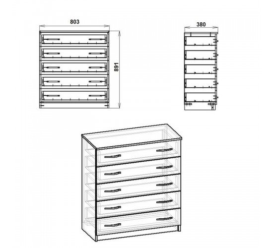 Συρταριέρα Penelope 5 συρταριών sonoma 80.5x38x89εκ Υλικό: CHIPBOARD WITH MELAMINE COATING 16mm 184-000090