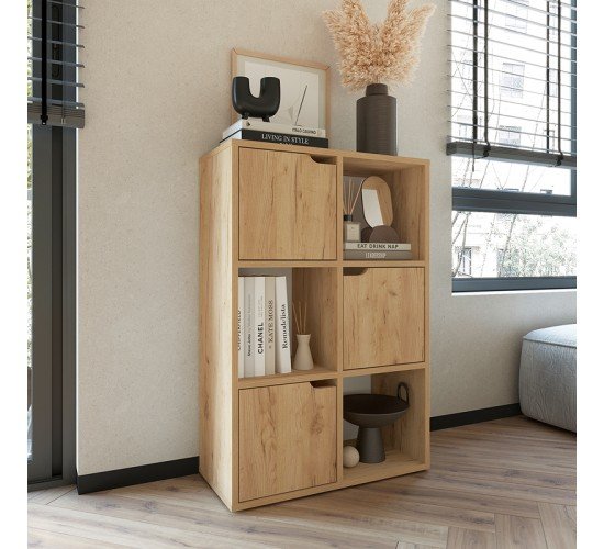 Βιβλιοθήκη Bookel μελαμίνης σε oak απόχρωση 59.5x27.5x89εκ Υλικό: CLIPBOARD WITH MELAMINE 184-000102