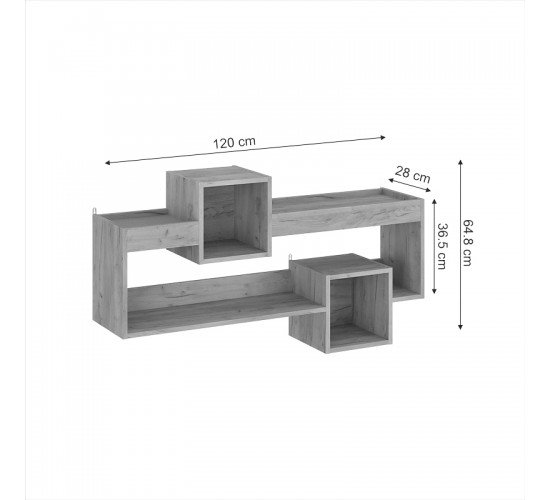 Ραφιέρα τοίχου Shellie μελαμίνης σε oak απόχρωση 120x28x65εκ Υλικό: CLIPBOARD WITH MELAMINE 184-000105