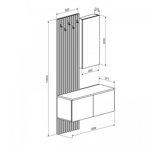 Έπιπλο εισόδου Arika λευκό-sonoma 100x37x199.5εκ Υλικό: CHIPBOARD MELAMINE 192-000034