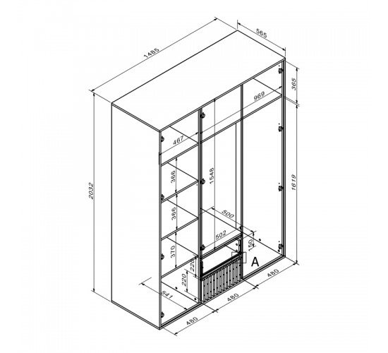 Ντουλάπα Bruse μελαμίνη σε sonoma-oak απόχρωση 148.5x56.5x203.2εκ Υλικό: CHIPBOARD MELAMINE 192-000043