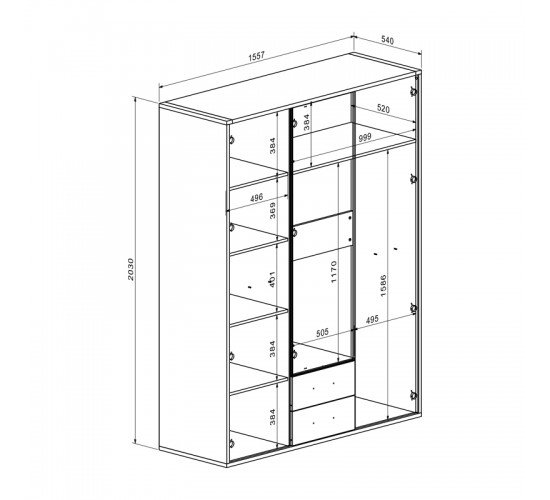 Ντουλάπα Rutenia μελαμίνη σε oak απόχρωση 155.7x54x203εκ Υλικό: CHIPBOARD MELAMINE 192-000044