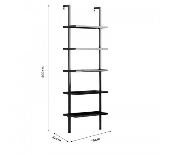 Βιβλιοθήκη Harris μαύρο 70x22x200εκ Υλικό: 18 MM PARTICLE BOARD SHELVES - 40x20 MM METAL SKELETON 197-000066